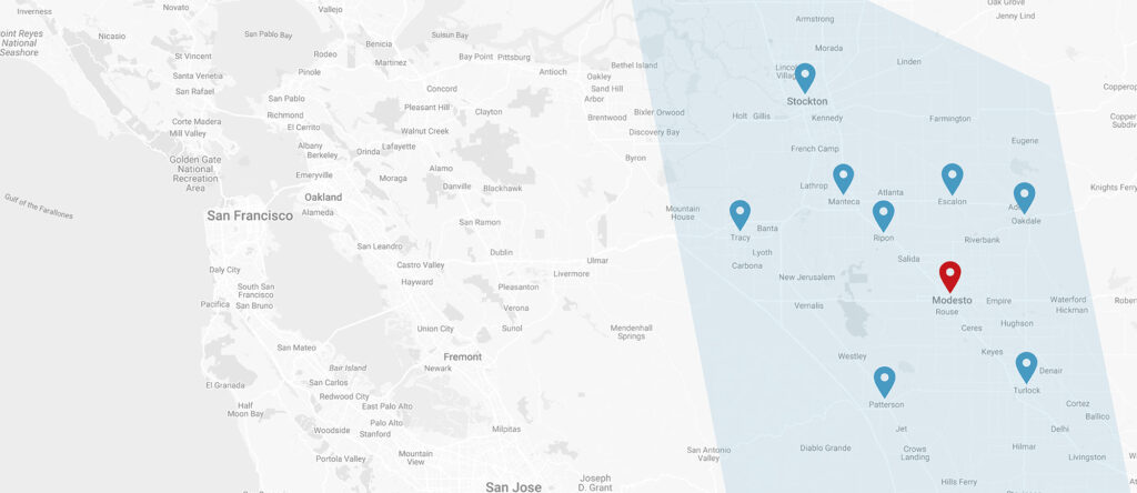 map of Tony's Plumbing service area