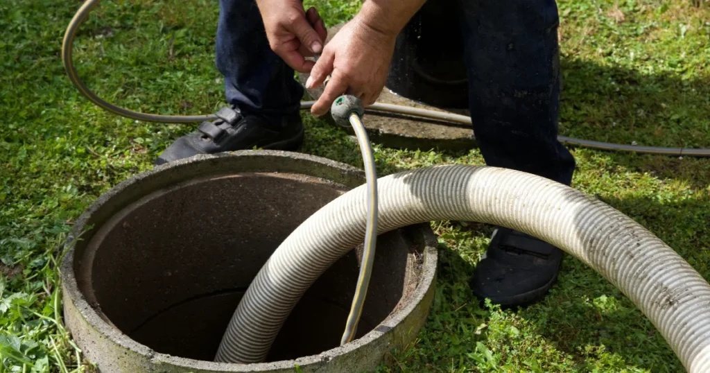 Plumber performing a professional drain cleaning service at a home cleanout in Modesto, CA